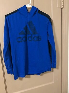 adidas Royal Blue & Black Logo Hooded Sweatshirt